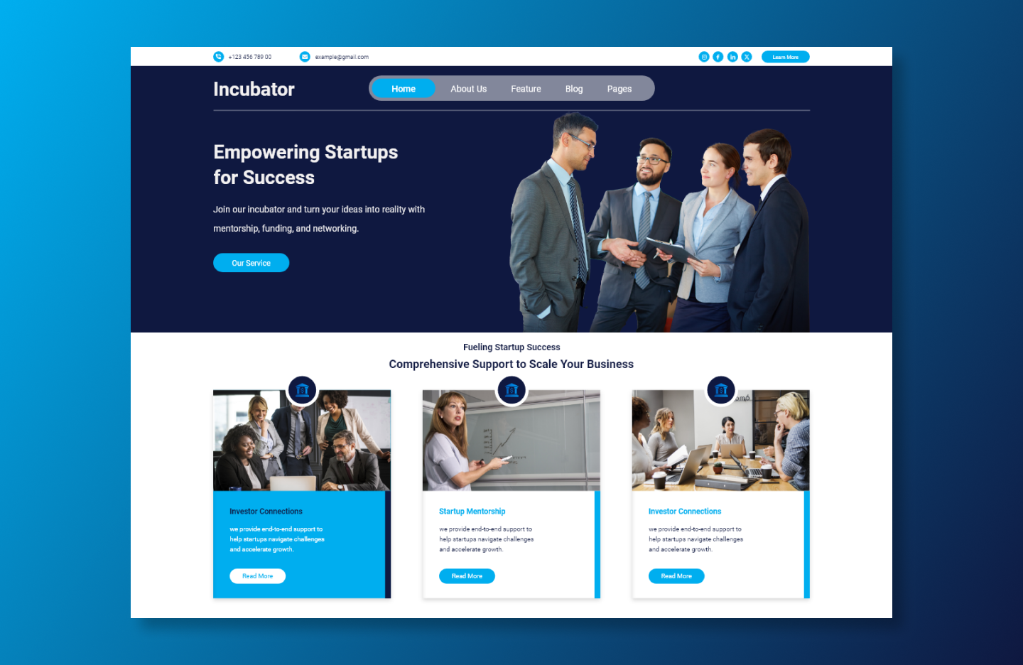 Business incubator wp theme