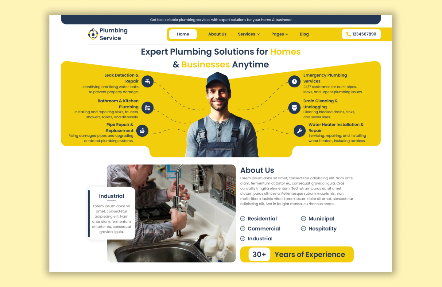 Classic plumbing service wordpress theme