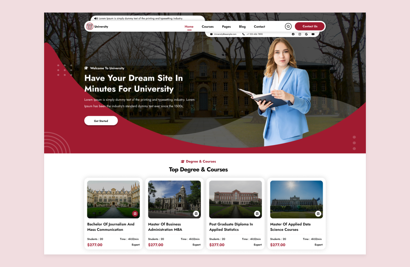 Free education center wordpress theme
