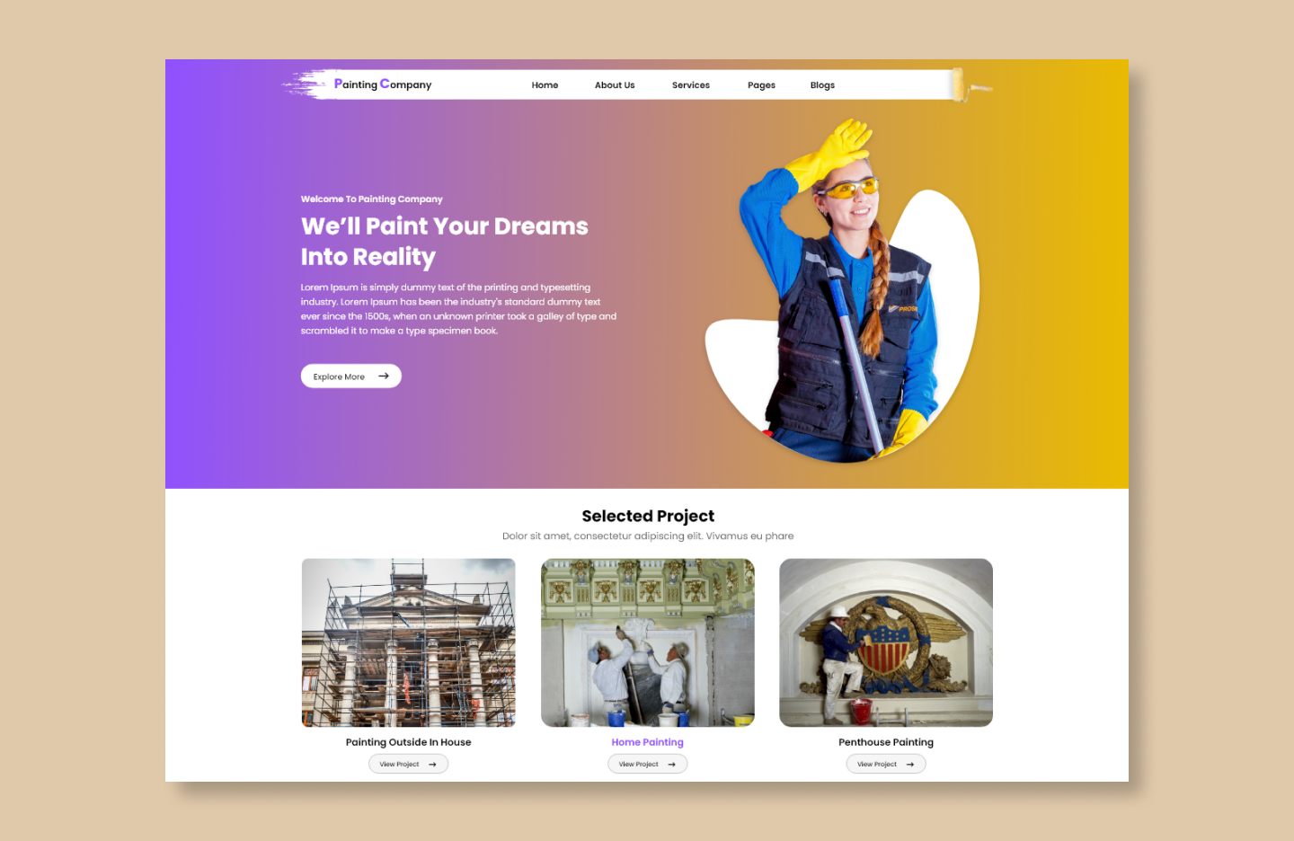 Free painting company wordpress theme