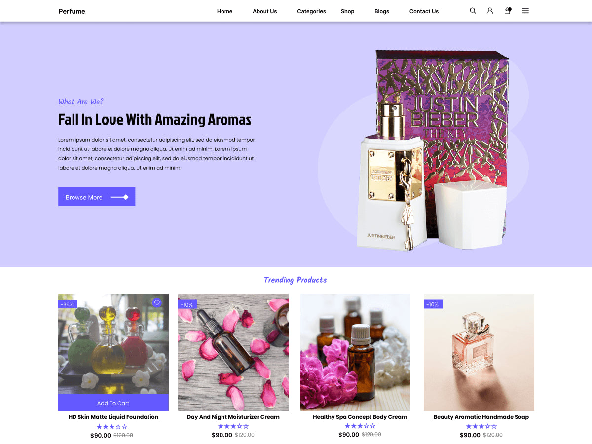 Free perfume store wordpress theme