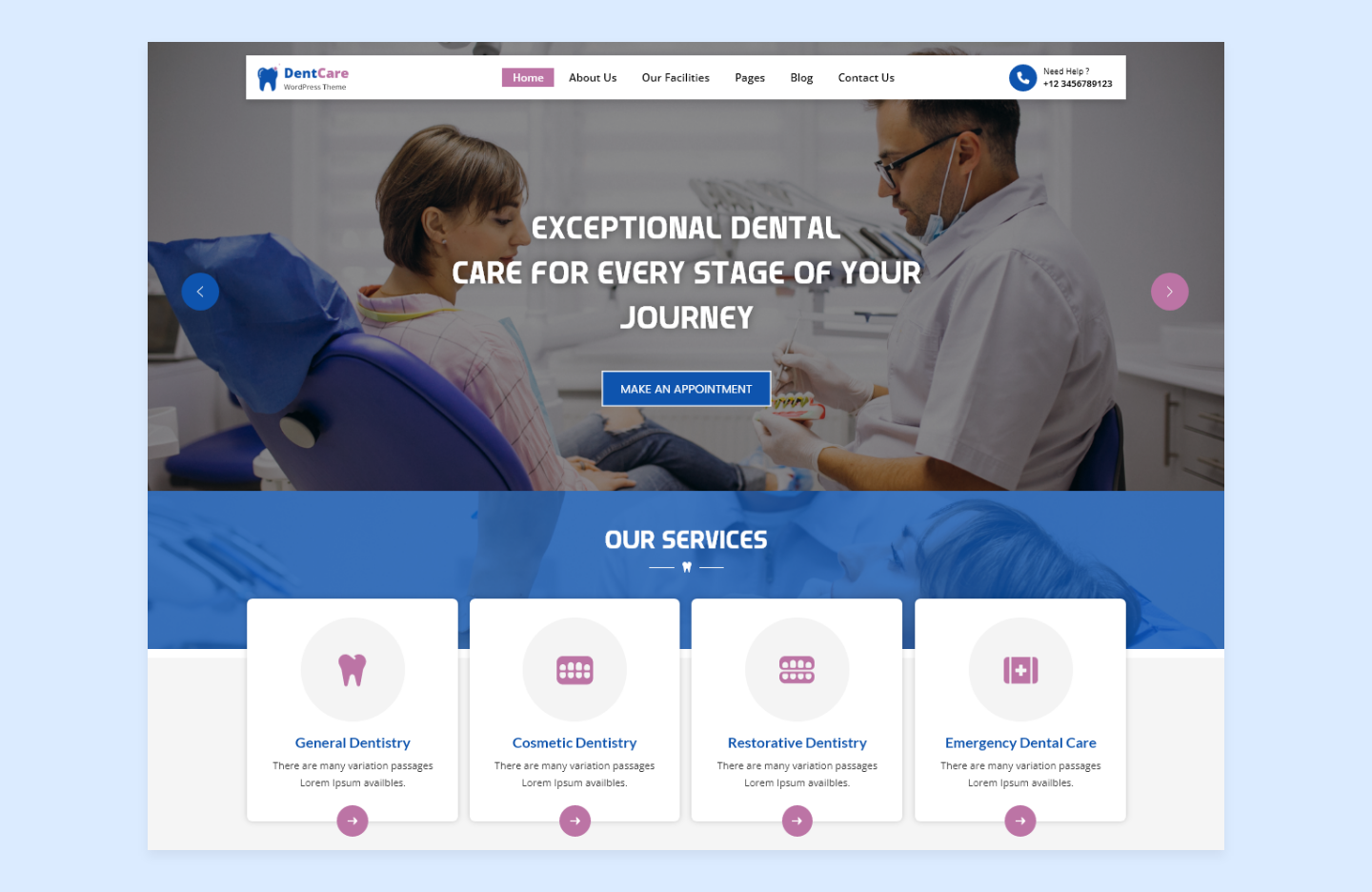 Free Dental Clinic WordPress Theme