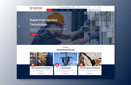 Free Electrician Contractor WordPress Theme