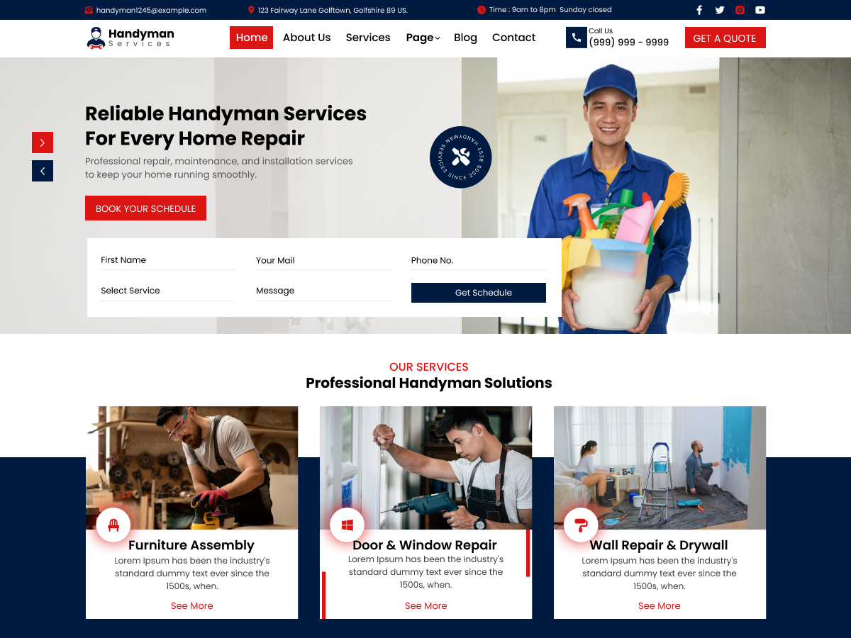 Free Handyman Services WordPress Theme
